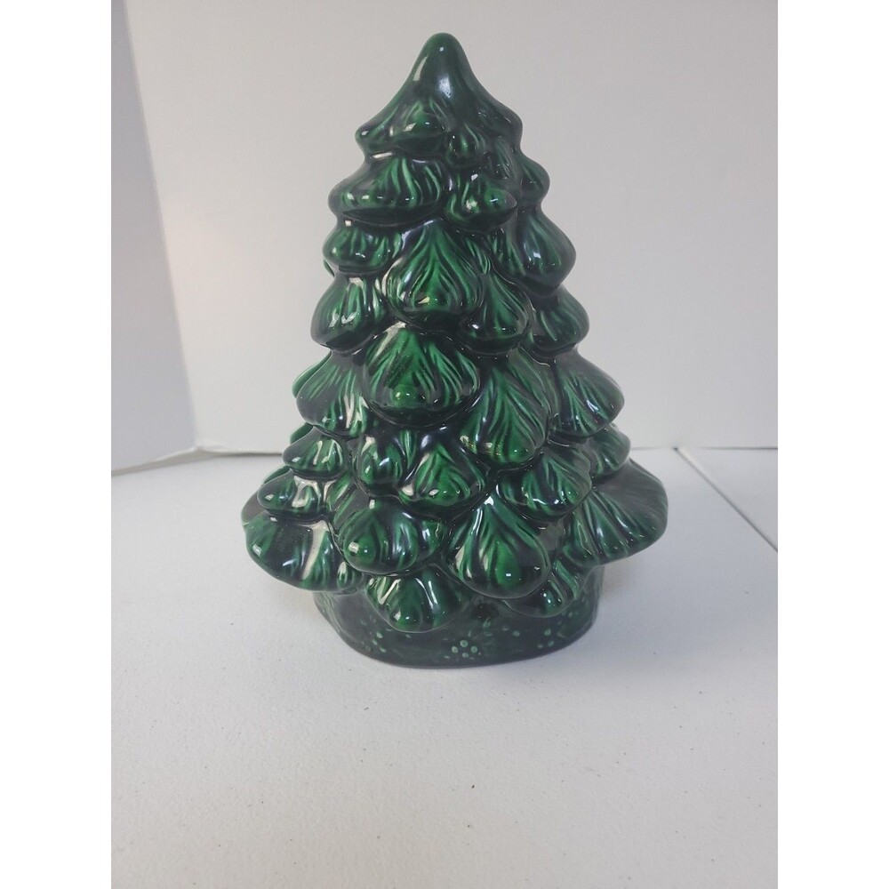 Vintage Holland Mold Hand Painted Ceramic Christmas Tree Napkin Holder 1980s MCM
